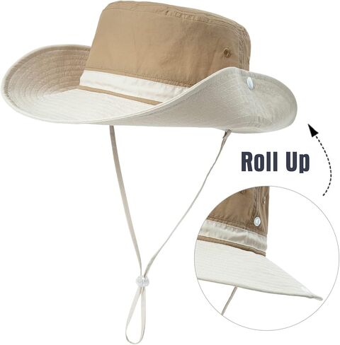 TOP-EX UPF 50 Waterproof Sun Hats for Men & Women with Wide Brim, UV Protection Safari Hat Chin Strap, Breathable for Outdoor in Saudi Arabia