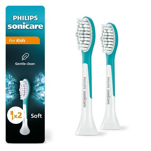 Philips Sonicare for Kids 7+ Genuine Replacement Toothbrush Heads, 2 Brush Heads, Turquoise and White, Standard, HX6042/94 in Kuwait