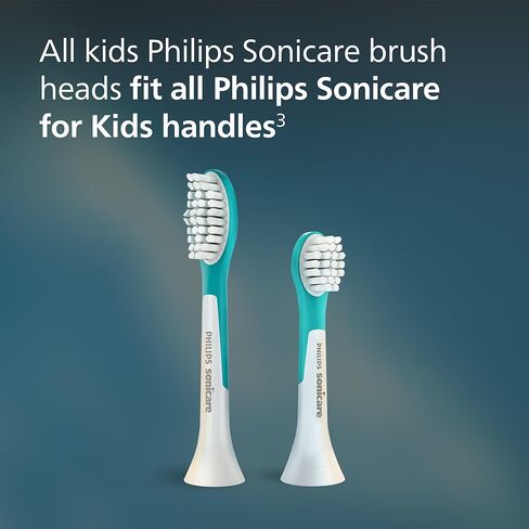 Philips Sonicare for Kids 7+ Genuine Replacement Toothbrush Heads, 2 Brush Heads, Turquoise and White, Standard, HX6042/94 in Kuwait