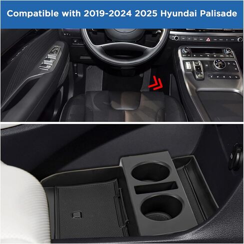 Carwiner Lower Center Console Organizer Tray Compatible with 2019-2024 2025 Hyundai Palisade Accessories with Cup Holder Insert Secondary Box Storage Accessories in Kuwait