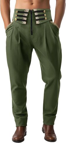 Runcati Mens Gothic Pants Medieval Pirate Steampunk Viking Trousers Victorian Renaissance Halloween Retro Costume in Saudi Arabia