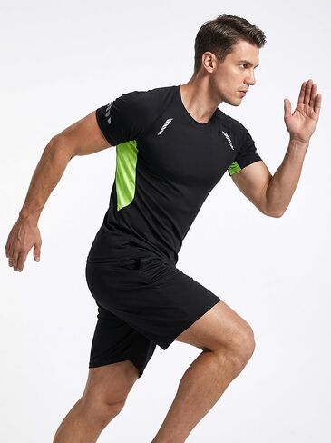 Men's Athletic Shirt and Shorts Set for Gym Workout Running Summer Casual Activewear in Saudi Arabia