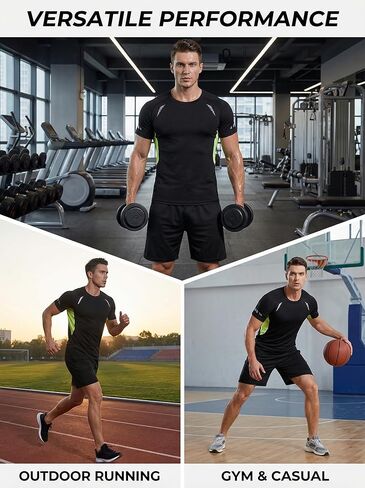 Men's Athletic Shirt and Shorts Set for Gym Workout Running Summer Casual Activewear in Saudi Arabia