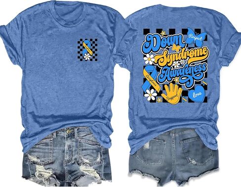 Down Syndrome Awareness Shirts for Women: World Down Syndrome Day 321 Awareness Support T-Shirt in Kuwait