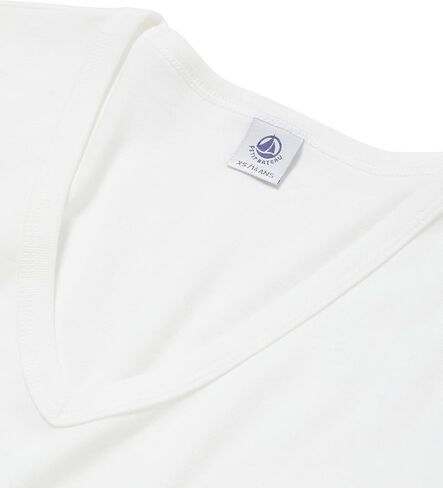 Petit Bateau ONE Pack Women's Short Sleeves White V Neck TOP Sizes XXS-L Style 53407 (Size Small Style 53407 Womens White) in Kuwait