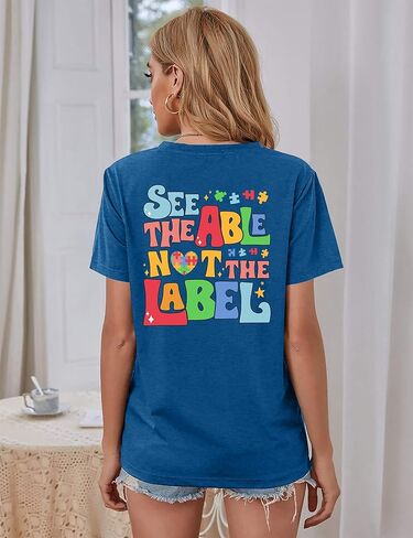 Autism Awareness Shirt for Women: Autism Acceptance Puzzle Piece Tshirt Autism Mom Tee Support Autism Teacher Tops in Saudi Arabia