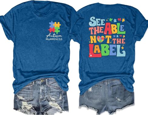 Autism Awareness Shirt for Women: Autism Acceptance Puzzle Piece Tshirt Autism Mom Tee Support Autism Teacher Tops in Saudi Arabia