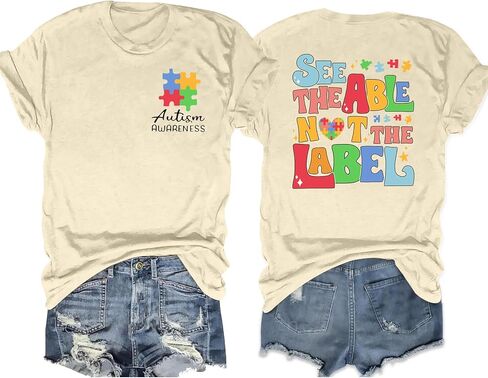 Autism Awareness Shirt for Women: Autism Acceptance Puzzle Piece Tshirt Autism Mom Tee Support Autism Teacher Tops in Saudi Arabia