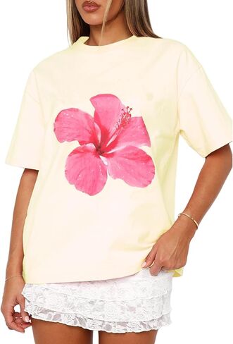 Luckinbaby Women Oversized Fruit Graphic Tee Y2k Short Sleeve Preppy Shirt Cute Summer Top Aesthetic Clothes in Kuwait