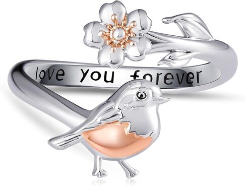 Robin Bird Open Rings 925 Sterling Silver Adjustable Rings Robin Bird Jewelry Gift for Women in Kuwait