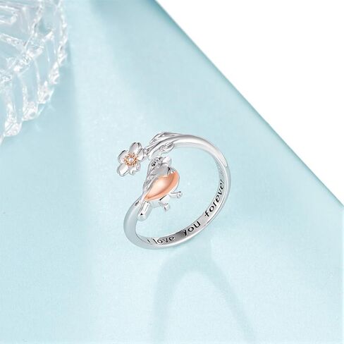 Robin Bird Open Rings 925 Sterling Silver Adjustable Rings Robin Bird Jewelry Gift for Women in Kuwait
