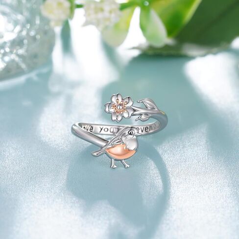 Robin Bird Open Rings 925 Sterling Silver Adjustable Rings Robin Bird Jewelry Gift for Women in Kuwait