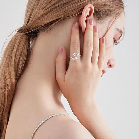 Robin Bird Open Rings 925 Sterling Silver Adjustable Rings Robin Bird Jewelry Gift for Women in Kuwait