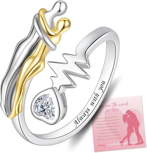 S925 Sterling Silver Couple Hug Ring for Your Loved One Valentine's Day Gifts for Couples in Kuwait
