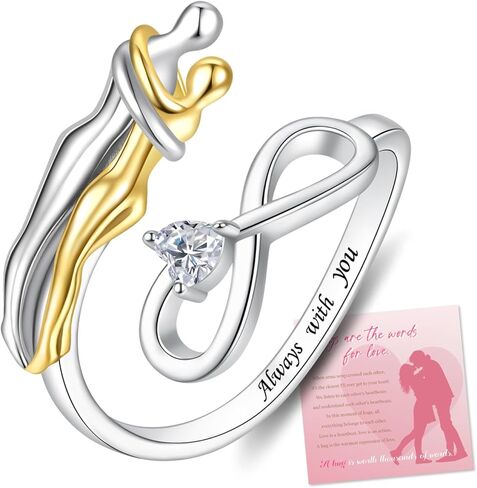 S925 Sterling Silver Couple Hug Ring for Your Loved One Valentine's Day Gifts for Couples in Saudi Arabia