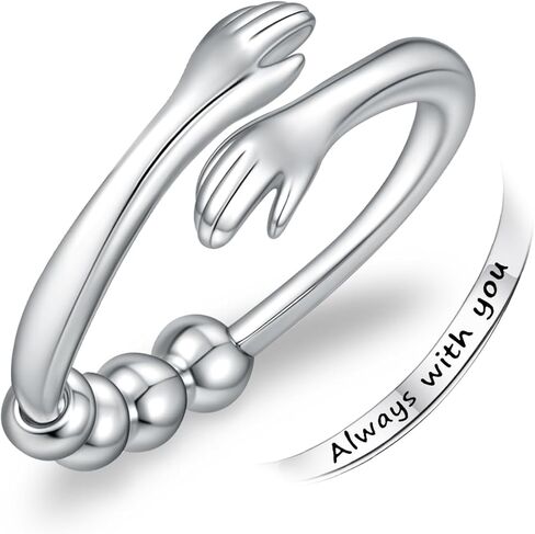 Anxiety Ring 925 Sterling Silver Hug Ring Adjustable Stress Spinner Rings Jewelry Gifts for Anxiety Women in Kuwait
