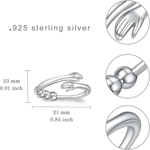 Anxiety Ring 925 Sterling Silver Hug Ring Adjustable Stress Spinner Rings Jewelry Gifts for Anxiety Women in Kuwait