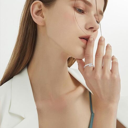 Anxiety Ring 925 Sterling Silver Hug Ring Adjustable Stress Spinner Rings Jewelry Gifts for Anxiety Women in Kuwait