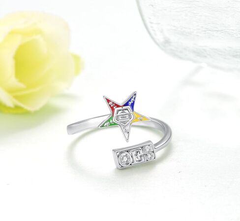 Order of The Eastern Star Ring 925 Sterling Silver OES Rings for Women OES Symbol Jewelry Gifts for Women in Kuwait