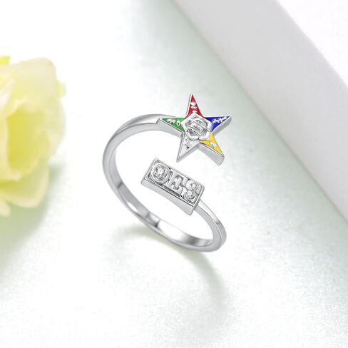 Order of The Eastern Star Ring 925 Sterling Silver OES Rings for Women OES Symbol Jewelry Gifts for Women in Kuwait
