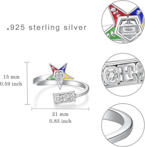Order of The Eastern Star Ring 925 Sterling Silver OES Rings for Women OES Symbol Jewelry Gifts for Women in Kuwait