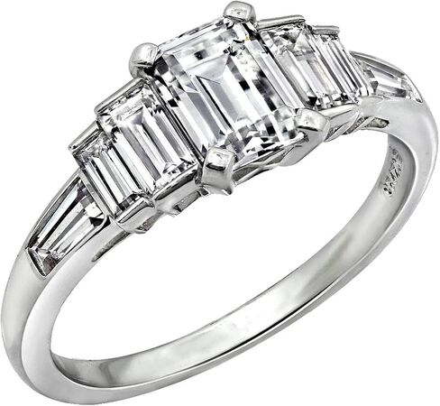 خاتم DIAMONBLISS من الفضة الإسترليني المكعبة من الفضة الإسترليني وقطع الزمرد ومطلي بالبلاتينيوم in Kuwait