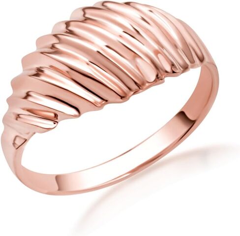 Modern Contemporary Ring Gold Elegant Croissant Dome Band Style Statement Ring | 10K or 14K Yellow, Rose, or White Gold | Available in Sizes 4-12 in Saudi Arabia