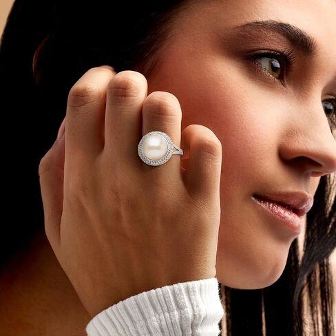 Ross-Simons 12-12.5mm Cultured Pearl and .90 ct. t.w. White Topaz Ring in Sterling Silver in Saudi Arabia