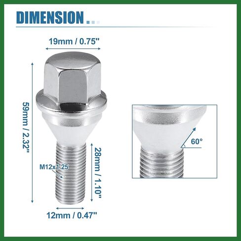 Motoforti 20 Pcs Car Wheel Lug Bolts Replace No.6511051AA for Jeep Compass 2.4L 2017-2023 for Jeep Cherokee M12x1.25 Wheel Studs Wheel Bolts for Wheel Spacers Long-lasting in Saudi Arabia