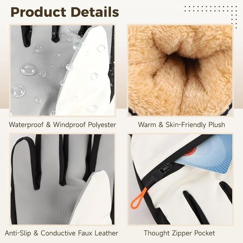 Winter Ski Gloves for Men Women, Waterproof Touchscreen Ski Gloves with Zipper Pocket for Cycling, Skiing, Snowboarding, Hiking in Kuwait