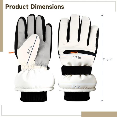 Winter Ski Gloves for Men Women, Waterproof Touchscreen Ski Gloves with Zipper Pocket for Cycling, Skiing, Snowboarding, Hiking in Kuwait
