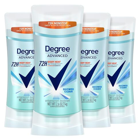 Degree Advanced Antiperspirant Deodorant 72-Hour Sweat & Odor Protection Shower Clean Antiperspirant for Women with MotionSense Technology 2.6 oz, Pack of 4 in Kuwait