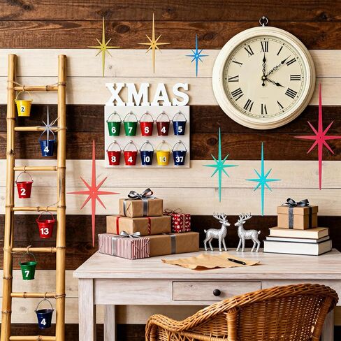 IANFAN 8 Pcs Cast Iron Starburst Wall Decor, Mid Century Modern Wall Art Retro 8 Pointed Atomic Stars Metal Walls Decor with Screws Vintage Elegance Accents Easy Install for Home Christmas Decoration in Kuwait