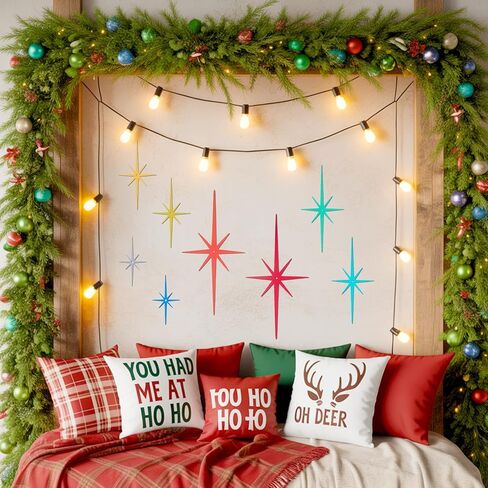 IANFAN 8 Pcs Cast Iron Starburst Wall Decor, Mid Century Modern Wall Art Retro 8 Pointed Atomic Stars Metal Walls Decor with Screws Vintage Elegance Accents Easy Install for Home Christmas Decoration in Kuwait