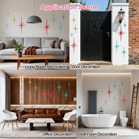 IANFAN 8 Pcs Cast Iron Starburst Wall Decor, Mid Century Modern Wall Art Retro 8 Pointed Atomic Stars Metal Walls Decor with Screws Vintage Elegance Accents Easy Install for Home Christmas Decoration in Kuwait