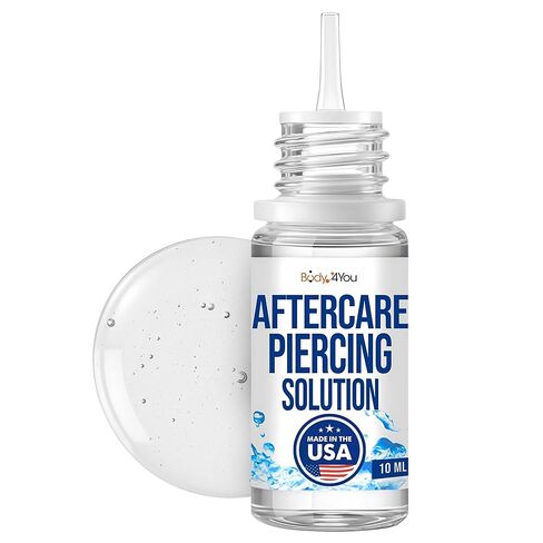 BodyJ4You Piercing Aftercare Saline Cleaning Solution - Nose Belly Ear Piercing Cleaner - Wound Wash Keloid Treatment Piercing Bump Removal - Sea Salt Aloe Rosemary - 0.33 Fl Oz (10ml) in Kuwait