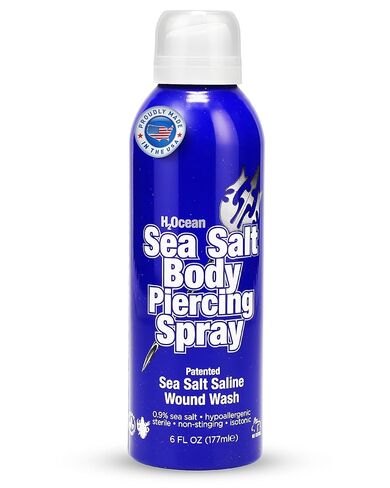 H2Ocean Sea Salt Saline Body Piercing Aftercare Spray and Wound Wash, Keloid Bump Treatment For Ear, Nose, Naval & Oral Piercings, Soothes, Cleanses, Sterilizes Skin, Vegan, Organic 6 oz in Kuwait