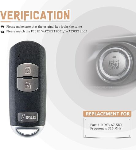 Remote Car Key Fob Replacement for 2012/2013/2014/2015/2016/2017/2018 Mazda 3 5 CX-3 CX-5 Smart Remote Control Keyless Entry WAZSKE13D01 (Single) in Kuwait