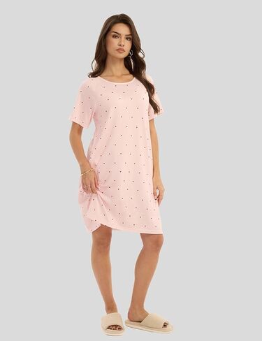 3 Pack Nightgowns for Women Short Sleeve Sleep Shirt Soft Nightshirt Pajamas Dress Casual Sleepwear with Pockets in Saudi Arabia