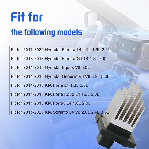 HVAC Blower Motor Resistor Compatible with Hyundai 2011-2020 Elantra, Equus and Genesis, Compatible with Kia 2014-2018 Fortes and Forte5, Forte Koup, Sorento, Replacement for 972353XAA0, 984-579 in Kuwait
