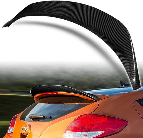 جناح مقسم للشفاه من ألياف الكربون الحقيقية اللامعة على طراز STP من Stay-Tuned متوافق مع موديلات Hyundai Veloster Turbo 2013-2017، قطع غيار الملحقات الخارجية in Kuwait
