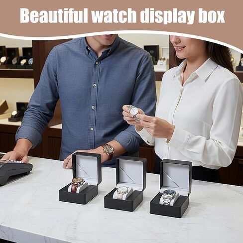 6 Pcs Watch Travel Cases, PU Leather Watches Gift Box Single Watch Storage Case with Removable Pillow Portable Black Wristwatch Display Box, Premium Travel Pocket Case for Men and Women in Kuwait