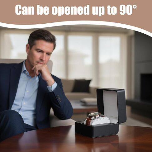 6 Pcs Watch Travel Cases, PU Leather Watches Gift Box Single Watch Storage Case with Removable Pillow Portable Black Wristwatch Display Box, Premium Travel Pocket Case for Men and Women in Kuwait