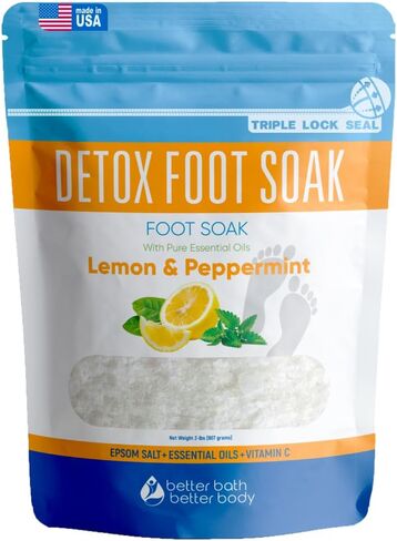 Detox Foot Soak (2 LBs) Epsom Salt Foot Soak with Lemon & Peppermint Essential Oils in Kuwait