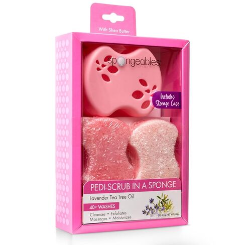 Spongeables Pedi-Scrub Foot Buffer, The Soap is in The Sponge, Contains Peppermint and Tea Tree Oil, Foot Exfoliating Sponge, 20+ Washes, Mint Scent, 2oz Sponge, 1 Count, Green (S157a6-aMZ) in Kuwait