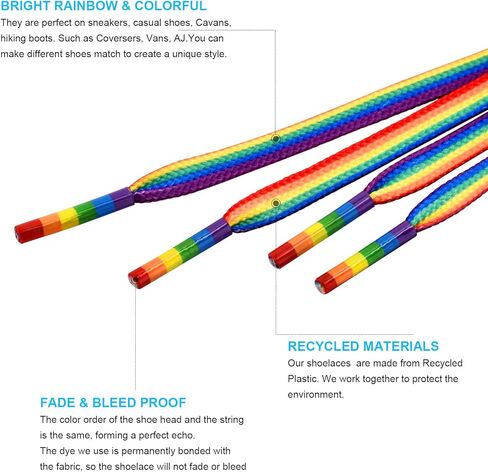 أربطة أحذية مخططة بألوان قوس قزح من TeeLiy - أربطة أحذية قوس قزح برايد للمثليين من LGBTQ للمسيرات 47 بوصة in Kuwait