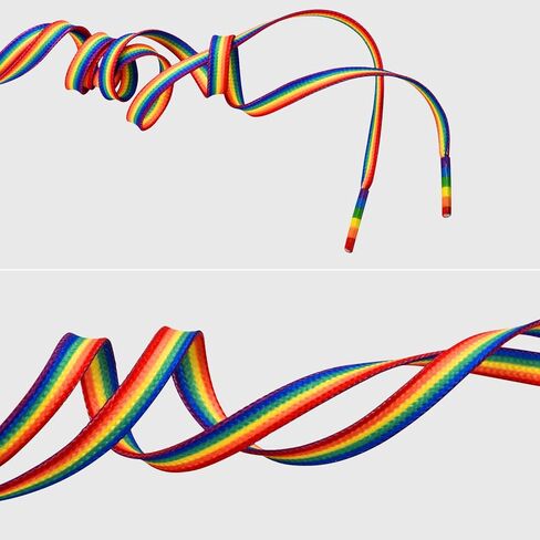 أربطة أحذية مخططة بألوان قوس قزح من TeeLiy - أربطة أحذية قوس قزح برايد للمثليين من LGBTQ للمسيرات 47 بوصة in Kuwait