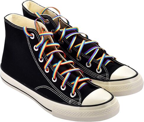 أربطة أحذية مخططة بألوان قوس قزح من TeeLiy - أربطة أحذية قوس قزح برايد للمثليين من LGBTQ للمسيرات 47 بوصة in Kuwait