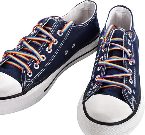 أربطة أحذية مخططة بألوان قوس قزح من TeeLiy - أربطة أحذية قوس قزح برايد للمثليين من LGBTQ للمسيرات 47 بوصة in Kuwait