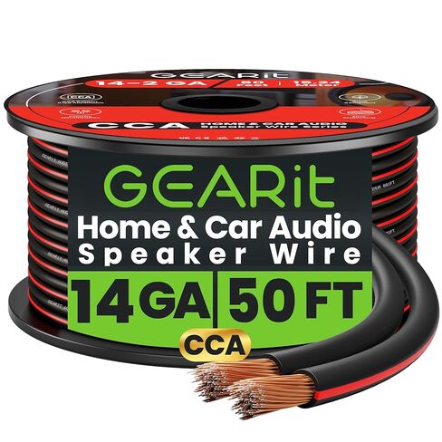 GearIT Pro Series 14AWG Speaker Wire, 14 Gauge Speaker Wire Cable (100 Feet / 30 Meters) Great Use for Home Theater Speakers and Car Speakers, Transparent Black/Green in Saudi Arabia